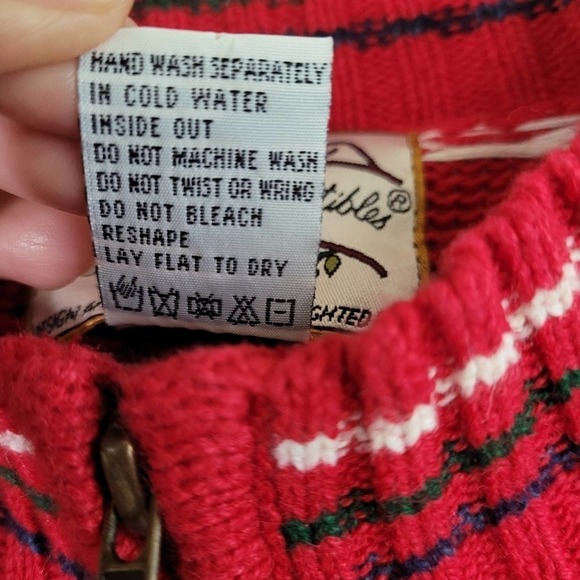 VTG Heirloom Collectibles Red/White/Navy Full Zip Holidays Christmas Sweater M - Picture 11 of 12